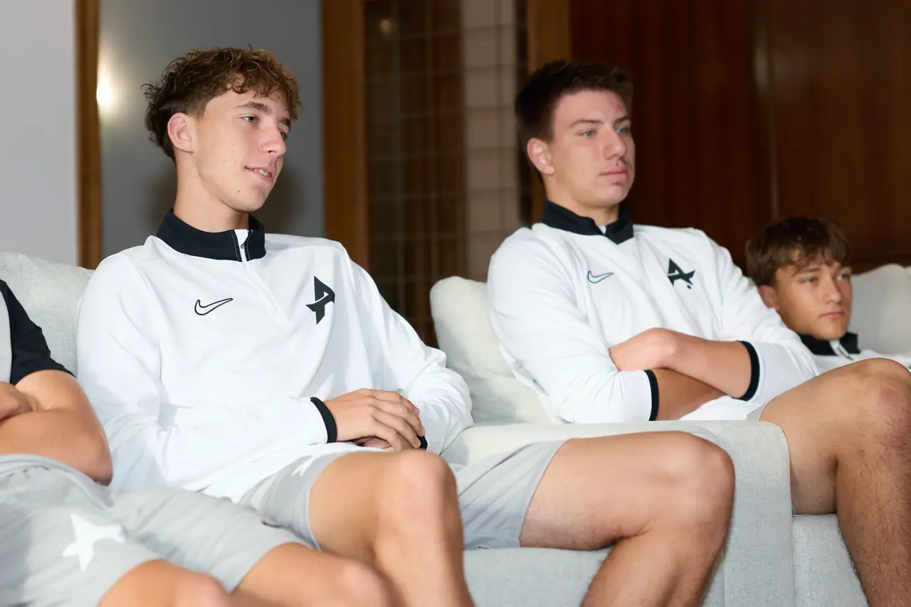 Players in the residence lounge
